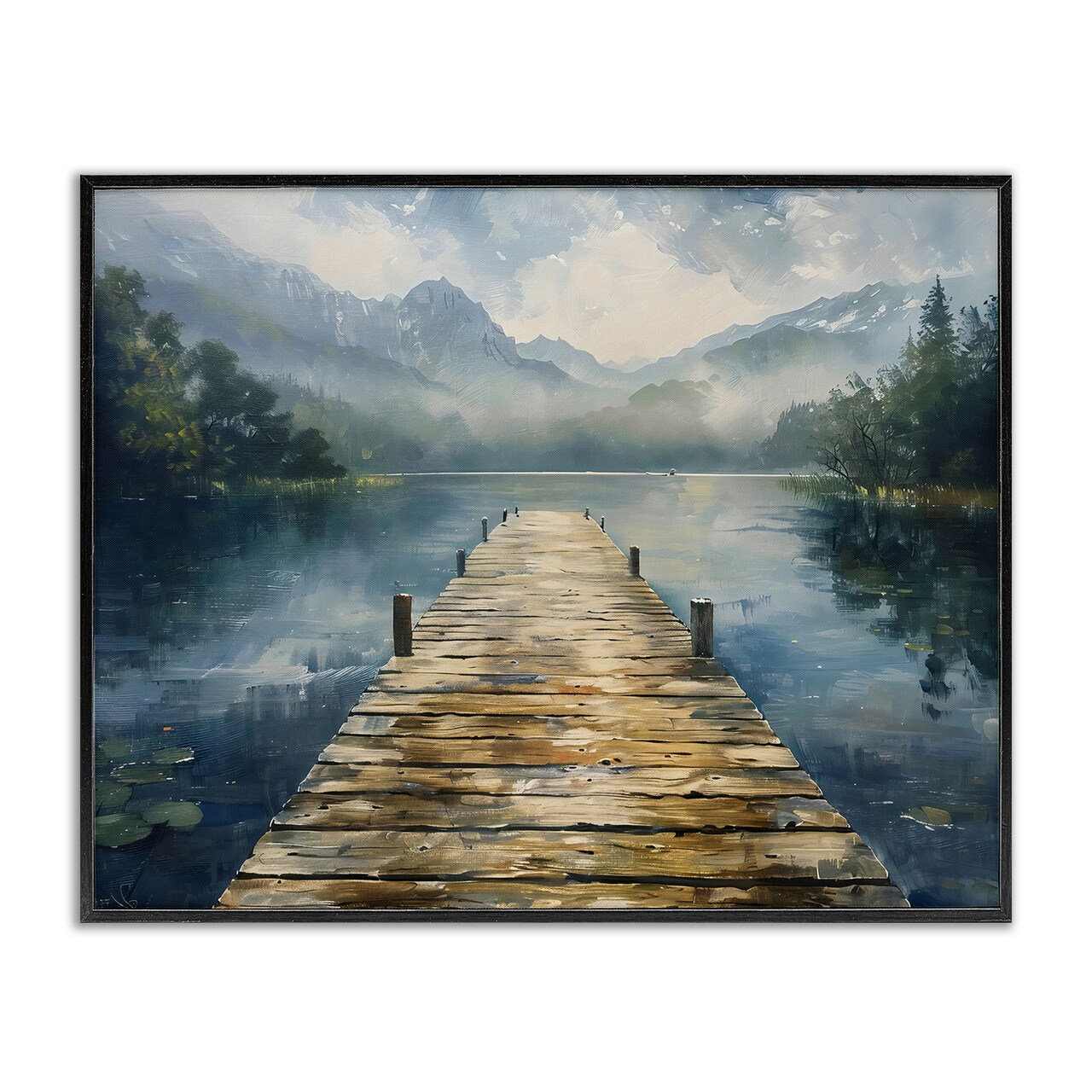 Stupell Industries Wooden Dock Over Lake Framed Giclee, design by LSR Creative Studio